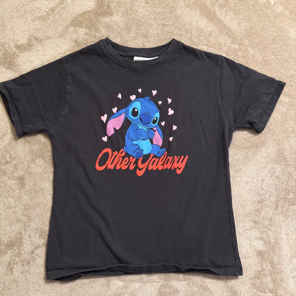 Zara Disney Stitch Other Galaxy Graphic T-Shirt Kids Size 13-14 Black Tee